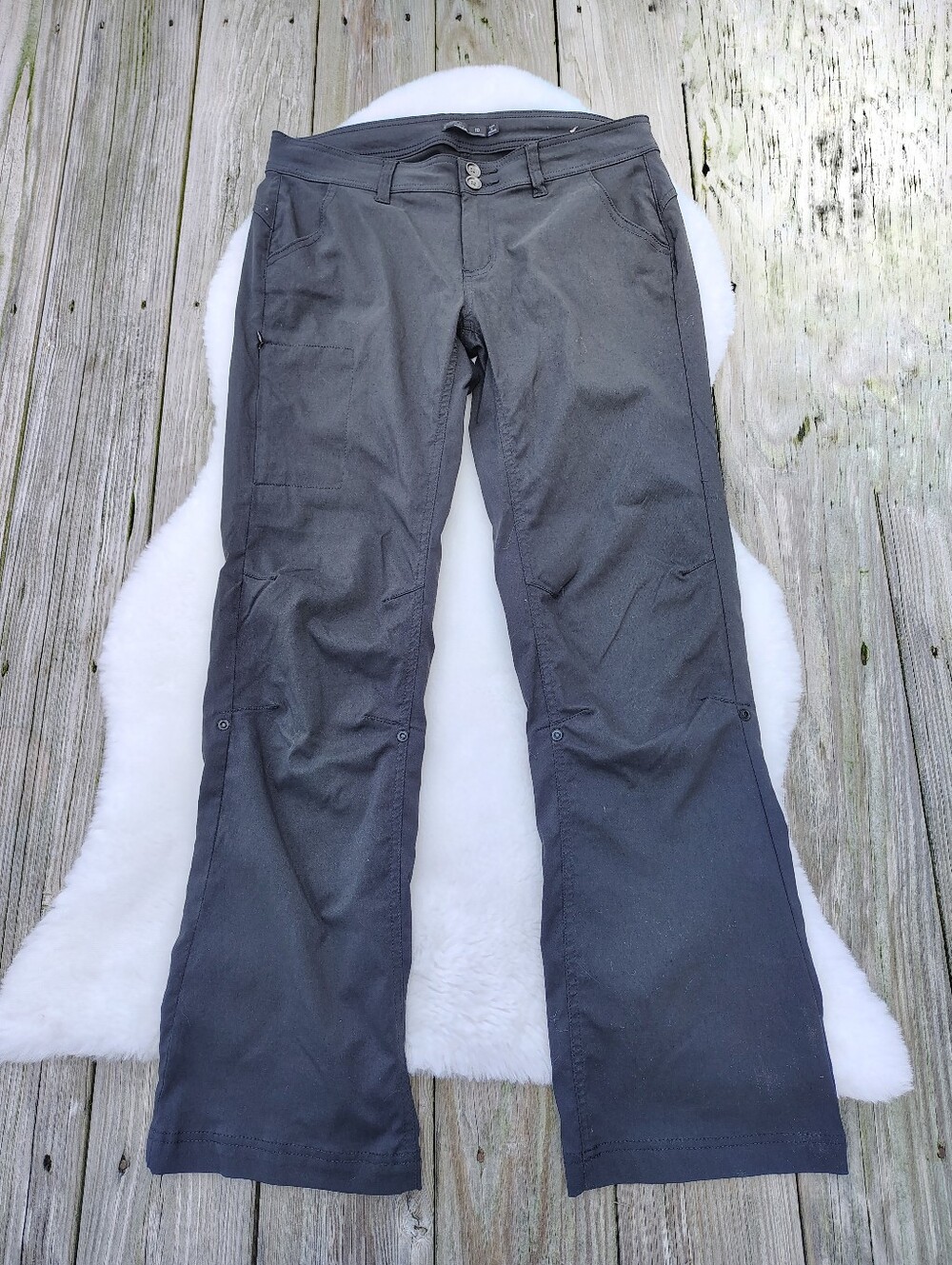 prAna Halle Pants Charcoal Grey Stretch Bootcut Hiking Cargo Trail Women's 10